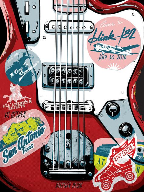 Blink 182 Wallpaper, Blink 182 Poster, Guitar Concert, Graphic Artist Designer, Guitar Posters, Rock Band Posters, Punk Poster, Massive Attack, Gig Poster