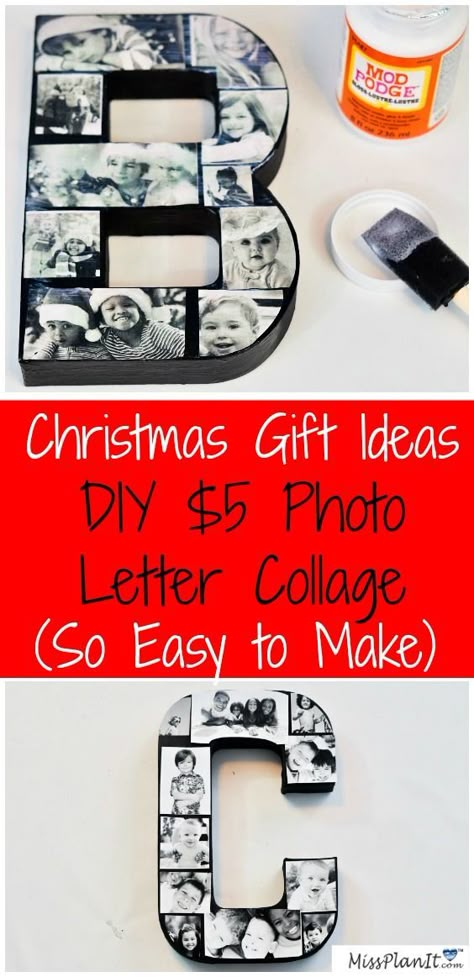 Christmas Gift Ideas, DIY $5 Photo Letter Collage, Easy to Make. Paper Crafts With Photos, Letter Gifts Ideas, Homemade Picture Collage Ideas, Photo Letters Diy, Letter With Pictures Diy, Unique Photo Gift Ideas, Photo Christmas Gift Ideas, Diy Photo Gifts For Family, Diy Photo Ideas Gift