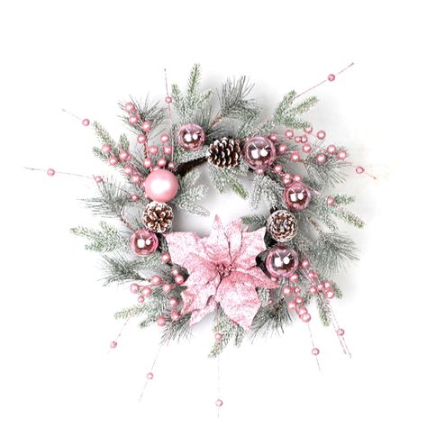 Pink Christmas Wreath, Christmas Wreath For Front Door, Ball Wreath, Poinsettia Wreath, Christmas Wreaths & Garlands, Artificial Christmas Wreaths, Pink Wreath, Christmas Ornament Wreath, Christmas Door Wreaths