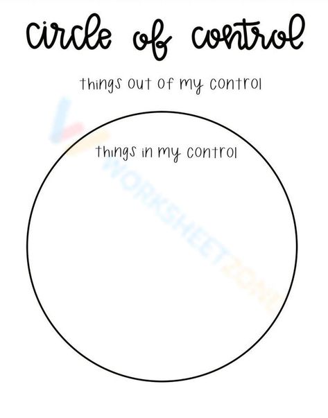 Circles Of Control, Circle Of Control Worksheet, Things I Can Control Worksheet, Self Control Worksheet, Control Worksheet, Circle Of Control, Activities With Kids, Visual Representation, Self Control