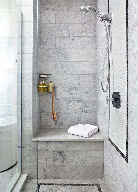 8 Things your Bathroom Needs to Last you a Lifetime Small Bathroom Upgrades, Shower Design Ideas, Master Bath Design, Master Bath Shower, Bathroom Design Trends, Shower Seat, Bathroom Remodel Shower, Modern Shower, Glass Shower Doors