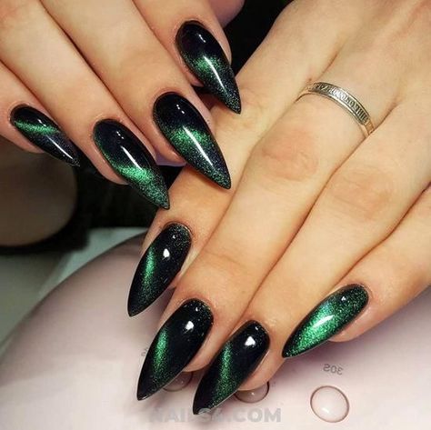 Best Nail Designs, September Nails, Green Nail Designs, Cat Eye Nails, Black Nail, Best Nail, Cool Nail Designs, Fall Nail Designs, Fancy Nails