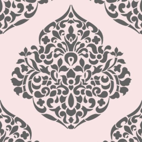 This Single 12 Inch Moroccan Damask Wall Stencil is the perfect size for stenciling a pillow. The stencil has the repeat pattern with it, so you can make it into an all over pattern with ease. The damask measures 12 inches high x 12 inches wide. This product is precision-cut by laser from 7 or 10 mil plastic and is reusable, ideal for most paint applications. It is 100% reusable. The 7 mil plastic is perfect for almost any paint application, however we recommend that you upgrade to the thicke... Chinoiserie Stencil, Damask Wall Stencils, Nautical Stencils, Shabby Chic Stencils, Wall Stencil Designs, Art Deco Stencil, Damask Wall, Mural Stencil, Wall Stencil Patterns