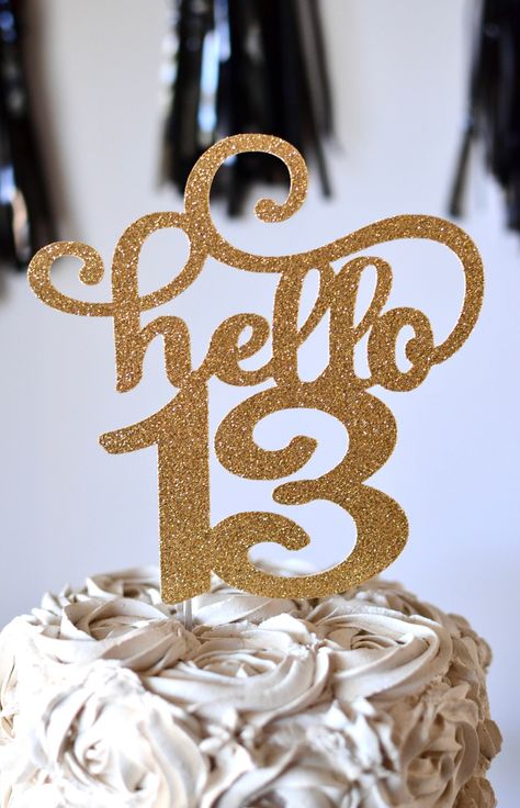 Excited to share this item from my #etsy shop: Glitter hello 13 Birthday Age Cake Topper, 13th birthday, thirteen birthday, official teenage birthday, 13 centerpiece, Gold Age, sparkly 13 Happy Birthday 13 Girl, Hello 13 Birthday, Birthday 13 Girl, Bday Notes, Thirteen Birthday Party Ideas, 13 Birthday Picture Ideas, Birthday Cake 13, 13 Anniversary, Happy Birthday 13