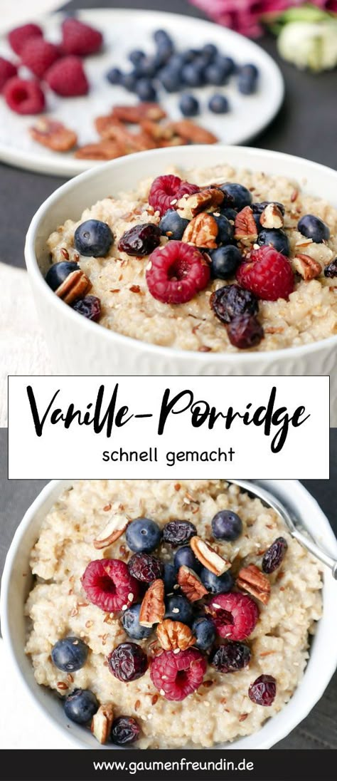 Schnell gemacht, gesund und unfassbar lecker - für das gesunde Vanille-Porridge braucht ihr nur 4 Zutaten.Gaumenfreundin Foodblog #vanilleporridge #vanille #porridge #rezept #haferflocken #milch #kinder #gesundes #frühstück #onepot #rezepte Law Carb, Family Breakfast, Fudgy Brownies, Quick Healthy, Chia Pudding, Healthy Families, Healthy Dessert Recipes, Healthy Dessert, Healthy Desserts