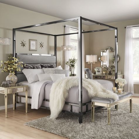 Black canopy bed