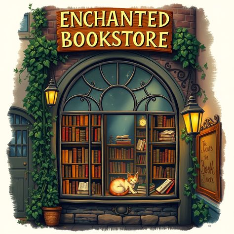 Enchanted Bookstore  #Bookstore #Magic #Whimsy #CozyCorner #PosterArt #art #poster Magical Bookstore Aesthetic, Haunted Bookstore, Magical Bookstore, Cozy Corner, Winter Theme, Book Aesthetic, Journal Ideas, Bookstore, Art Poster