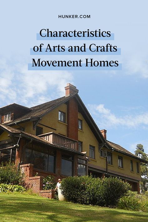 Here, we're breaking down some of the major elements of arts and crafts homes, and how they've influenced modern design. #hunkerhome #artsandcrafts #artsandcraftstyle #interiorinspiration #interiordesign Contemporary Arts And Crafts Interiors, Arts And Crafts Revival Home, Art And Craft Movement Interior Design, Arts And Craft Homes Interior Decor, Modern Arts And Crafts Interior Design, Arts And Crafts Exterior Home, Arts Crafts House, Arts And Crafts Architecture Exterior, 1920s Arts And Crafts House