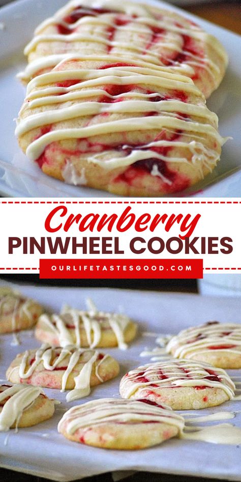 Create magic with Cranberry Pinwheel Cookies! This holiday baking recipe is a perfect choice for easy Christmas cookies. Made with melted white chocolate and cranberry sauce, they're great for a cookie tray or gift giving. They're easy to make and delightful, so try them today! Cranberry Pinwheel Cookies, Cranberry Sauce Cookies Recipes, Leftover Cranberry Sauce Cookies, Cookies With Cranberry Sauce, White Choc Cranberry Cookies, Cranberry Sauce Cookies, Beautiful Christmas Cookies, Vanilla Cookie Dough, Cranberry Cookie