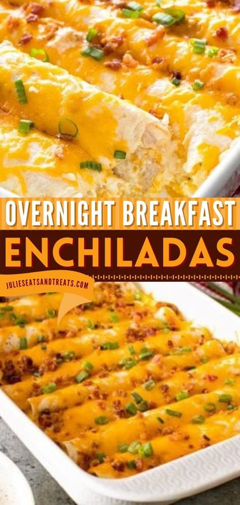 Overnight Breakfast Enchiladas, Menu Sarapan Sehat, Breakfast Enchiladas, Overnight Breakfast Casserole, Overnight Breakfast, Mexican Breakfast Recipes, Brunch Casserole, Enchiladas Recipe, Breakfast Casserole Easy