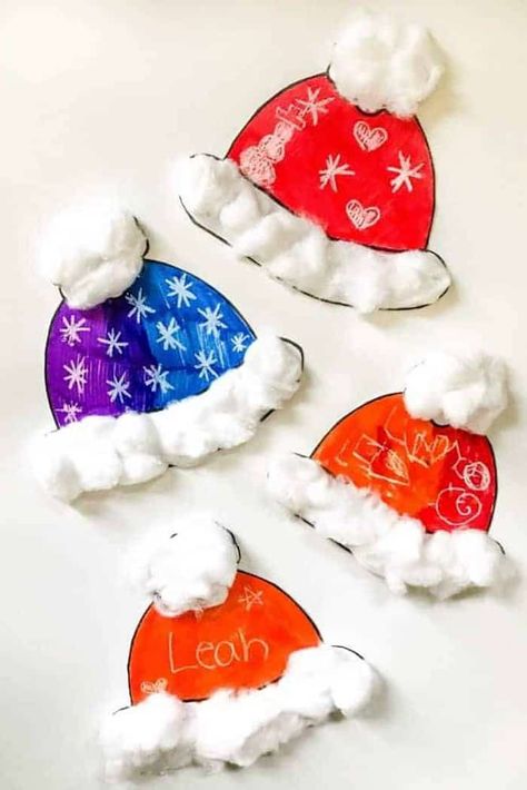 Winter Hat Craft, Winter Activities For Toddlers, Winter Crafts For Toddlers, Easy Winter Crafts, Crafts For Toddlers, Christmas Crafts For Toddlers, Fun Winter Activities, Fun Arts And Crafts, Rainbow Crafts