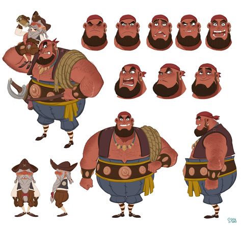 The sea king contest  Wild Dango team.  "Toby & doug", Hong SoonSang on ArtStation at https://www.artstation.com/artwork/bNzKv Hong Soonsang, Lowpoly Character, Character Turnaround, Pirate Art, Animation Character, Character Model Sheet, Character Poses, Game Character Design, Character Design Animation