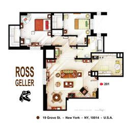 Real Apartment, Casas The Sims Freeplay, Friends Apartment, Apartment Floor Plan, Ross Geller, Casas The Sims 4, Sims Building, Sims House Plans, Apartment Layout