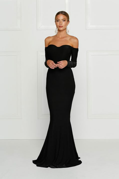 Salma Off-Shoulder Gown Alamour The Label, Off Shoulder Gown, Black Tie Dress, Black Gown, Gala Dresses, Long Black Dress, Gorgeous Gowns, Event Dresses, Classy Dress