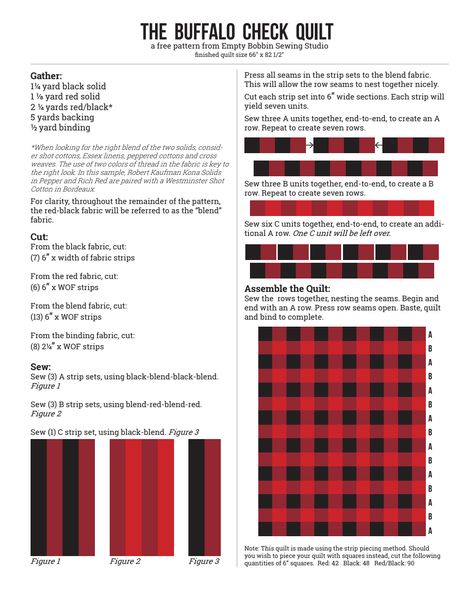 BuffaloCheckQuilt_EmptyBobbinSewingStudio.pdf Buffalo Check Quilt, Check Quilt, Buffalo Plaid Quilt, Seam Sewing, Gingham Quilt, Retreat Ideas, Flannel Quilts, Crochet Cowl Pattern, Quilt Sewing Patterns