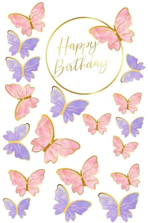 Butterfly Cake Topper Printable, Pink Butterfly Printable, Unicorn Number Cake, Diy Cake Topper Printable, Butterfly Theme Cake, Unicorn Alphabet, Purple Butterfly Cake, Butterfly Cupcake Toppers, 21st Ideas