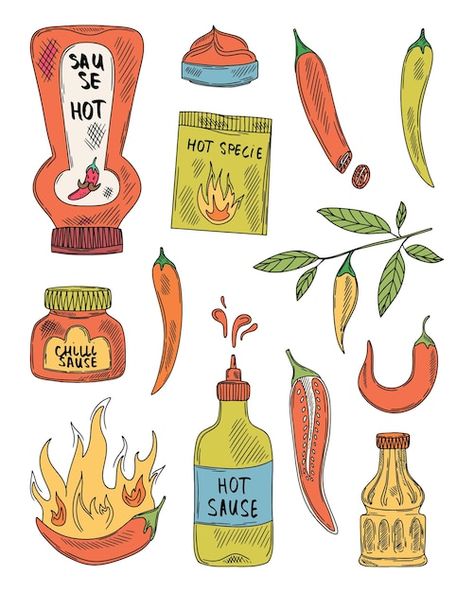 Condiments Illustration, Cayenne Pepper, Business Card Maker, Flyer Maker, Poster Maker, Card Banner, Poster Invitation, Cartoon Clip Art, Logo Maker