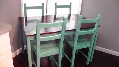 Ikea Ivar Chair, Ivar Chair, Ikea Ingo, Chair Painting, Kitchen Table Diy, Diy Kitchen Table, Chair Diy, Teal Paint, Ikea Ivar