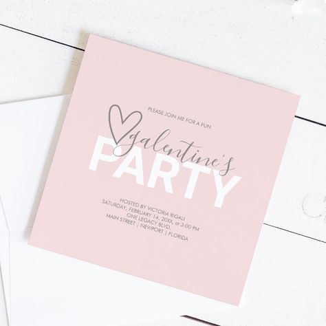 Ideas For Girls Night, Pink Watercolor Background, Valentine Party Invitations, Valentines Watercolor, Valentine's Party, Baby Birthday Decorations, Invite Card, 60th Birthday Invitations, Galentines Party