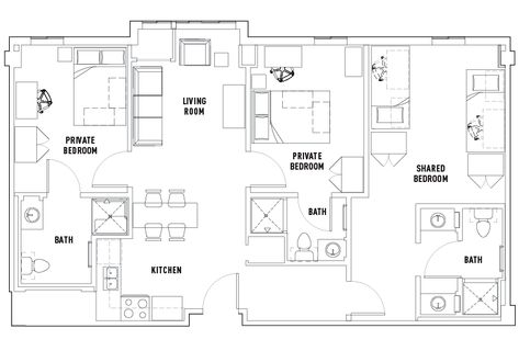 Floor Plans | University Centre | NJIT Student Apartments Student Apartment, Newark Nj, Apartment Floor Plans, Student House, Plan Design, Floor Plan Design, 3 Bedroom, College Students, New Jersey