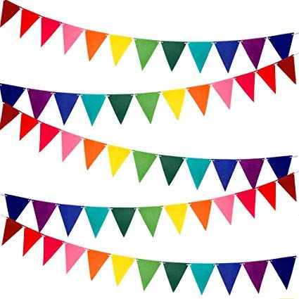 Amazon.com: RUBFAC 60pcs Rainbow Felt Fabric Pennant Banners Multicolor for Birthday Party Decoration (5 Pack): Health & Personal Care Classroom Art Supplies, Fabric Pennant Banner, Rainbow Birthday Party Decorations, Pennant Garland, Felt Bunting, Rainbow Bunting, Carnival Decorations, Party Girlande, Flag Hanging