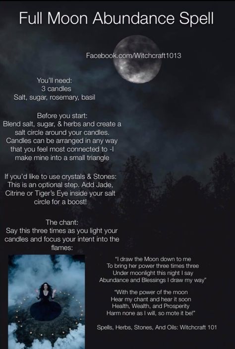 Wiccan Chants, Virgo Emotions, Abundance Spell, Full Moon Spells, Moon Meaning, Pagan Magic, Easy Love Spells, Moon Spells, Wiccan Magic