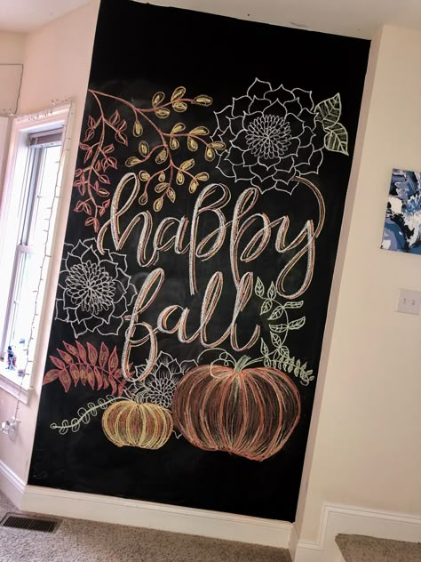 Fall Chalkboard Wall Art, Fall Blackboard Ideas Kitchen, Blackboard Fall Ideas, Fall Black Board Ideas, Call Chalkboard Ideas, Fall Chalk Wall, Harvest Chalkboard Art, Happy Fall Chalkboard Art, Fall Chalkboard Art Autumn