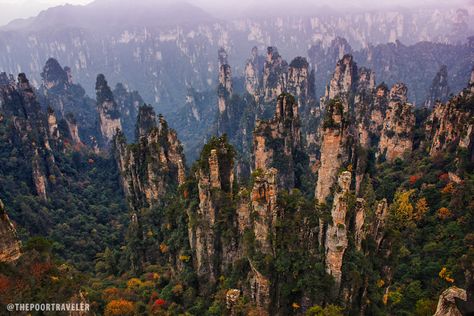 https://www.thepoortraveler.net/2015/08/zhang-jia-jie-tours-wulingyuan-parks-avatar-floating-mountains/ Tianzi Mountains, Tianmen Mountain, Avatar Film, China Travel Guide, Zhangjiajie, Guilin, Hotel California, Forest Park, China Travel