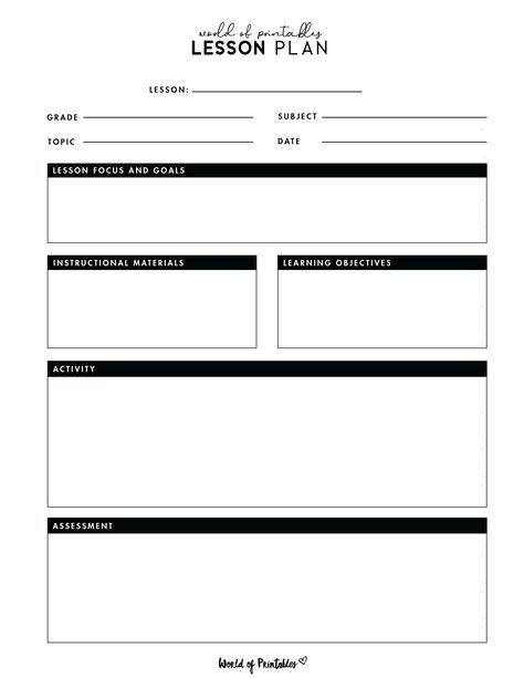 Lesson Plan Template Free Middle School, Teacher Lesson Plan Template Free, Free Lesson Plan Template Editable, Third Grade Lesson Plans, Lesson Planner Template, Teacher Lesson Plans Template, Blank Lesson Plan Template, Esl Ideas, Preschool Lesson Plan Template