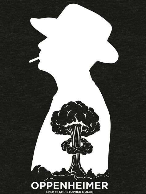 Oppenheimer Black And White, Oppenheimer Poster Design, Movie Poster Fan Art, Silhouette Movie Poster, Film Poster Drawing, Silhouette Poster Design, Oppenheimer Poster Art, Movies Illustration Art, Oppenheimer Sketch