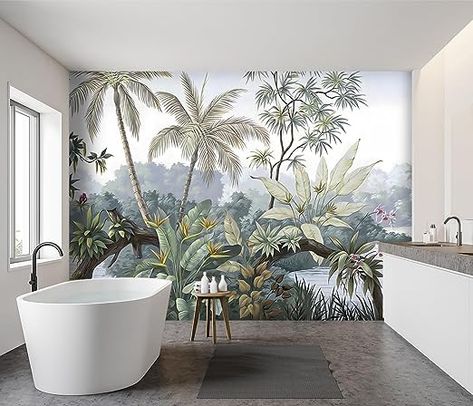 Bedroom Wallpaper Murals, Rainforest Plants, Large Wall Murals, Jungle Wallpaper, 3d Photo, Botanical Wallpaper, Bedroom Furniture Design, Tropical Rainforest, Silk Road