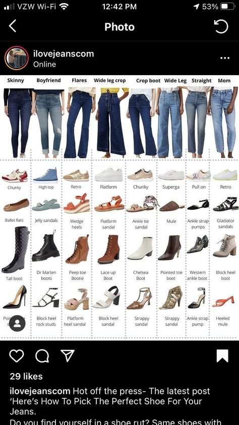 Shoes And Pants Guide, Botas Cortas Outfit, Shoe Chart, Moc Toe Boots, Types Of Jeans, Pretty Clothes, Interview Outfit, Casual Clothes, Type Of Pants