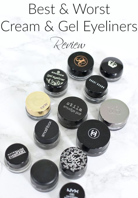 Best and Worst Cream and Gel Eyeliners Review | Bobbi Brown, MAC, Kylie, Drugstore and More Mac Eyeliner Gel, Bobbi Brown Gel Eyeliner, Best Gel Eyeliner, Brown Gel Eyeliner, Tutorial Eyeliner, Eyeliner For Hooded Eyes, Heart Makeup, Eye Products, Cream Eyeliner