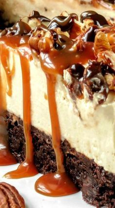 Caramel Turtle Cheesecake, Turtle Cheesecake Bars, Millionaire Pie, Turtle Cheesecake Recipes, Decadent Cheesecake, Bake Brownies, Paris Bakery, Cheesecake Brownie, Turtle Cheesecake