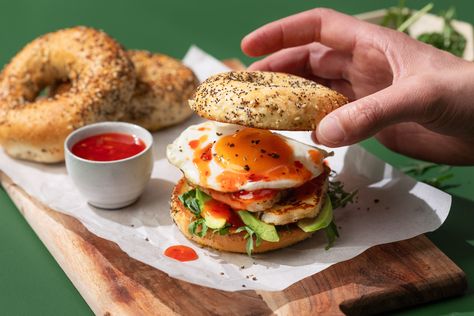 Haloumi & Avocado Breakfast Bagel Recipe | Barker's of Geraldine Avocado Bagel Breakfast, Breakfast Bagel Recipe, Apricot Chutney, Avocado Bagel, Breakfast Bagels, Perfect Fried Egg, Bagel Breakfast, Breakfast Bagel, Avocado Breakfast