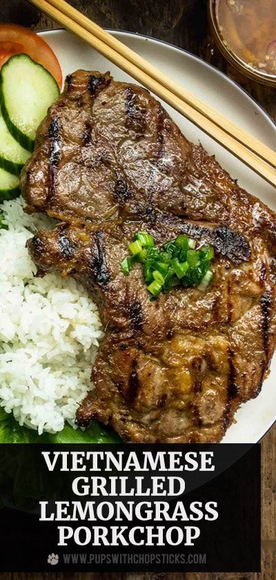 This easy-to-make sweet and savory grilled Vietnamese lemongrass pork chops recipe is full of flavors from lemongrass, garlic, and fish sauce and grilled for that extra char and caramelization. If you don't have a BBQ, not to worry - I have included stovetop instructions as well. #porkchops #vietnamesefood #vietnameseporkchops Lemongrass Pork Chops Vietnamese, Vietnamese Bbq Pork Recipes, Pork Lemongrass Recipes, Vietnamese Grilled Pork Chops, Lemon Grass Pork Chops, Vietnamese Grilled Beef, Lemon Grass Pork Vietnamese, Lemongrass Pork Vietnamese, Vietnamese Pork Chops Marinade