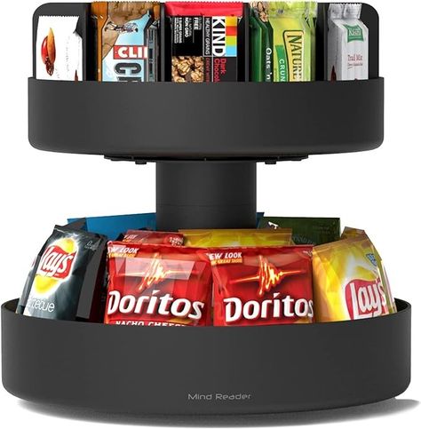 Amazon.com: Mind Reader 2-Tier Snack Carousel, Countertop Organizer, Snack Tray, Breakroom, Kitchen, 14.25"L x 14.25"W x 14"H, Black : Everything Else 2 Tier Lazy Susan, Snack Station, Snack Holders, Healthy Granola Bars, Music Rooms, Grand Pianos, Snack Organizer, Computer Desks, Countertop Organizer