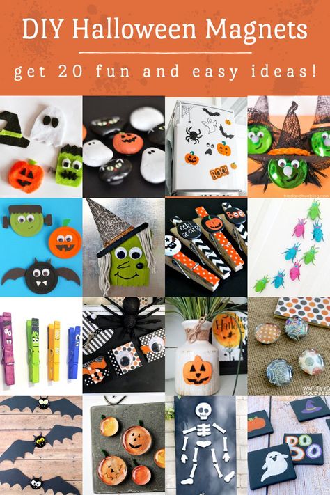 Both kids and adults love making Halloween magnets! These cute project ideas are perfect for gift giving or selling at a craft fair. Halloween Magnet Craft, Cute Project Ideas, Cute Craft Ideas, Halloween Magnets, Halloween Activities For Toddlers, Halloween Crafts To Sell, Cute Craft, Halloween Bottles, Magnet Crafts