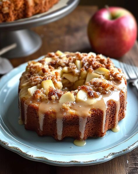 Apple Fritter Cake - miacookery.com Cinnamon Apple Fritter Cake, Apple Fritter Bundt Cake, Apple Crisp Cake, Chunky Apple Cake, Icing Drizzle, Apple Fritter Cake, Blueberry Pudding, Fried Apple, Pork Chops And Potatoes