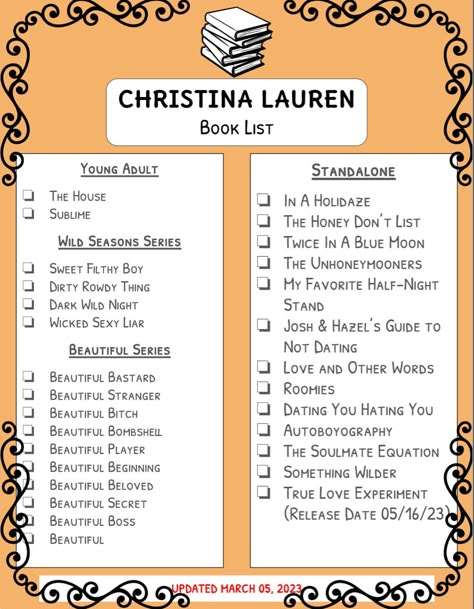 Book Checklist, Christina Lauren Books, Reading Checklist, Book Bingo, Book Journaling, Books 2024, Book Tok, Bookshelf Ideas, Tbr Pile