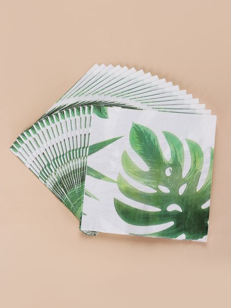 20pcs Leaf Pattern Disposable Napkin Tropical Napkins, Paper Plants, Kitchen Stove, Green Paper, Tropical Party, 13th Birthday, Event Party, Love Birds, White Kitchen