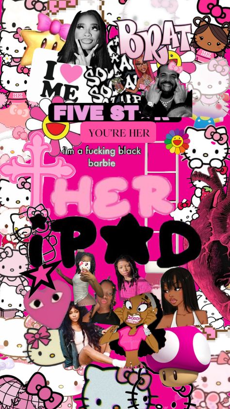 Her iPad custom wallpaper Wallpaper Backgrounds Ipad Y2k, Ipad Wallpaper Her Ipad, Wallpapers Ipad Y2k, Junk Wallpaper Ipad, Black And Pink Wallpaper Ipad, Ipad Wallpaper Template, Her Ipad Wallpaper Pink, Emo Ipad Wallpaper, Pretty Ipad Wallpaper