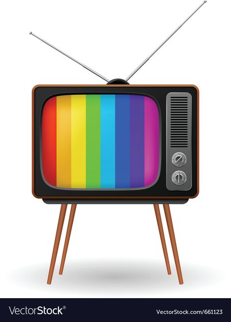 Retro tv with color frame Royalty Free Vector Image Retro Tv Aesthetic, Television Aesthetic, Vhs Tv, Television Design, Tv Illustration, 80s Party Decorations, 90s Theme Party, Color Television, April Art