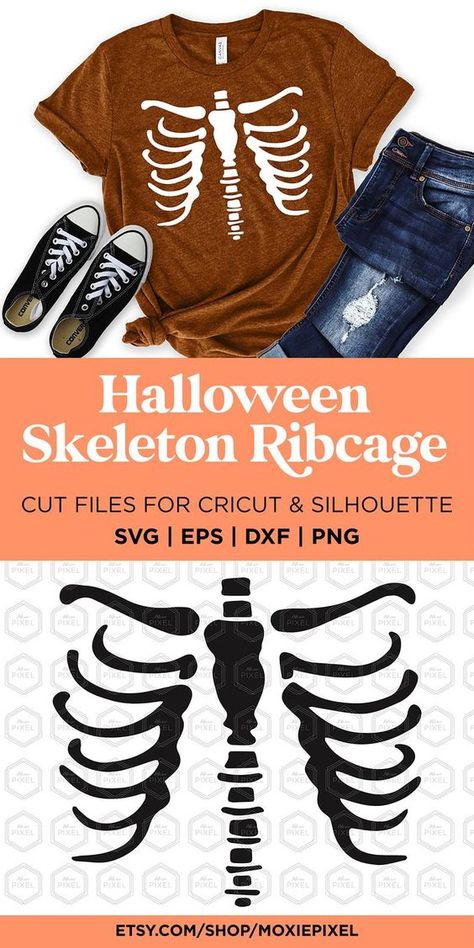 Rib Cage SVG Halloween clip art Skeleton graphic | Etsy Skeleton T-shirts, Halloween Clothes Ideas, Svg Ideas For Shirts, Cricut Air 2 Projects, Halloween Cricut Shirts, Skeleton Cricut, Halloween Cricut Ideas, Cricut Halloween Projects, Cricut Halloween Shirt