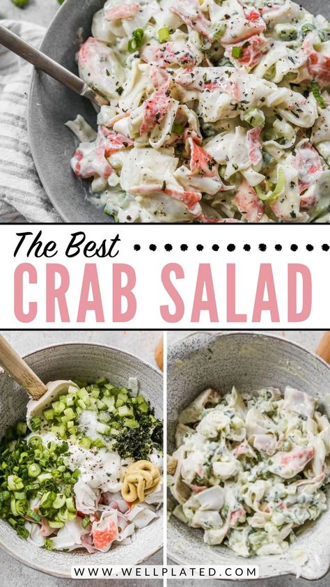 Immitation Crab Salad, Crab Salad Sandwich, Crab Pasta Salad, Hearty Salad Recipes, Party Side Dishes, Crab Salad Recipe, Creamy Crab, Chicken Curry Salad, Crab Salad