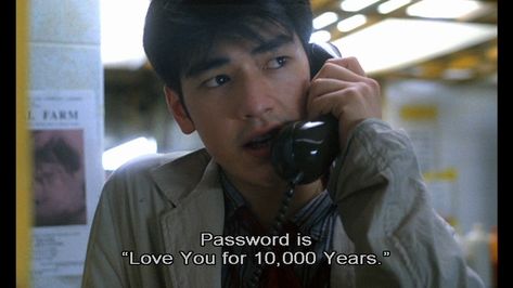 password is "love you for 10,000 years" Chungking Express, Cinema Quotes, Takeshi Kaneshiro, Sufjan Stevens, Septième Art, Image Film, Movie Lines, Film Quotes, Cinematic Photography