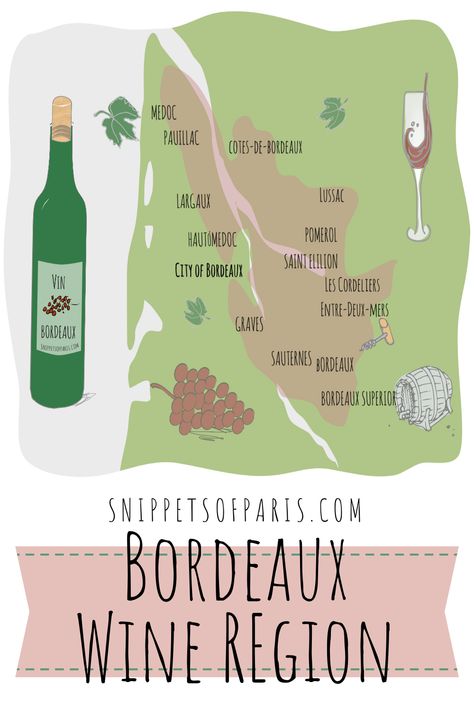 Bordeaux Wine region map French Wine Labels, Wine Region Map, Chateau Latour, French Wines, Grape Uses, Merlot Wine, Semillon, French Lifestyle, Bordeaux Wine