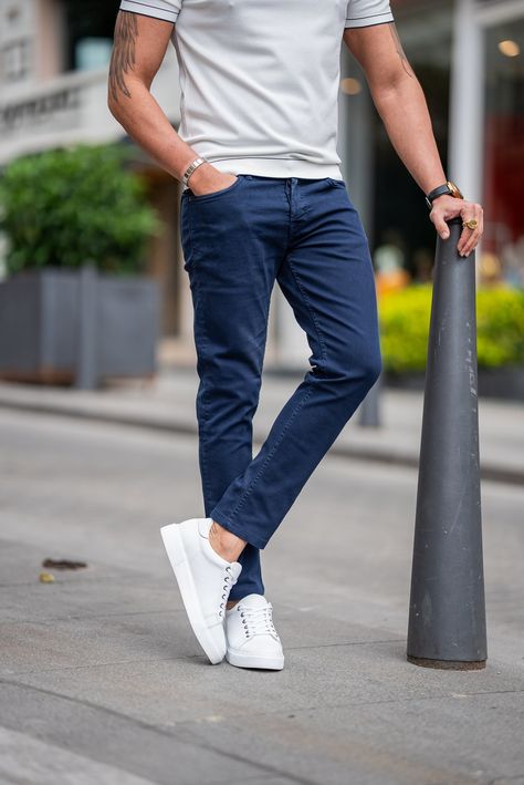 Indulge in Timeless Style with Our Maldives Dark Blue Jeans. Crafted for Elegance and Unparalleled Comfort, they're the Epitome of Unapologetic Style and Impeccable Taste. Priced at 155 USD with free shipping. Shop now! #MaldivesDarkBlueJeans #TimelessElegance #UnapologeticStyle #HolloMen #MomentsOfDistinction Outfit Hombre Casual, Fabric Jeans, Formal Pants, Dapper Style, Tuxedo Jacket, Jeans For Men, Dark Blue Jeans, Blazer Vest, Shoes With Jeans