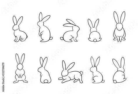 Rabbit Outline Tattoo, Easter Tattoo Ideas, Easter Line Art, Easy Bunny Drawing, Hase Tattoos, Tattoo Light, Bunny Outline, White Rabbit Tattoo, Line Drawing Tattoos