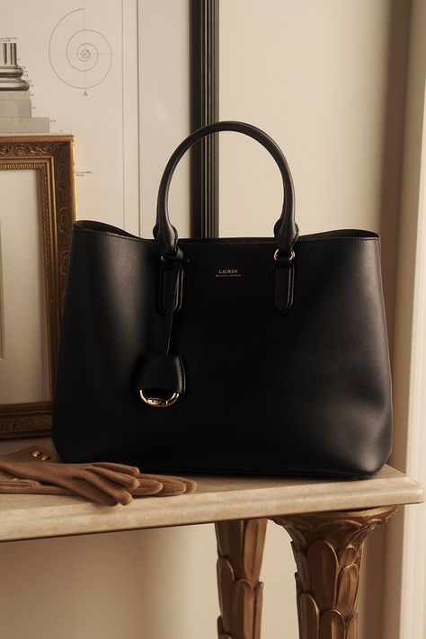 Fall Collection | Lauren Ralph Lauren Black Tote Outfit, Classic Black Bag, Classic Black Handbag, Leather Work Tote, Ralph Lauren Purses, Ralph Lauren Tote, Ralph Lauren Womens Clothing, Ralph Lauren Handbags, Organic Structure